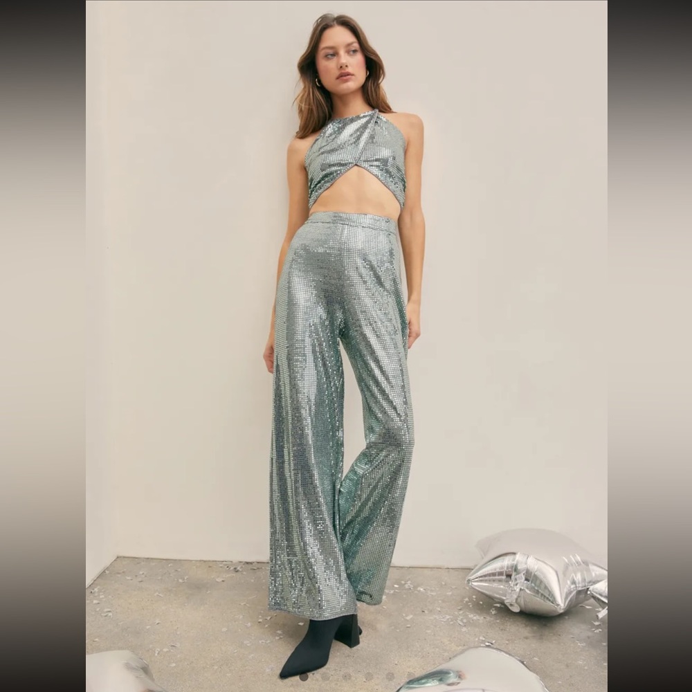 Cider Disco Diva Metallic Trousers | L | US 8 | NWT